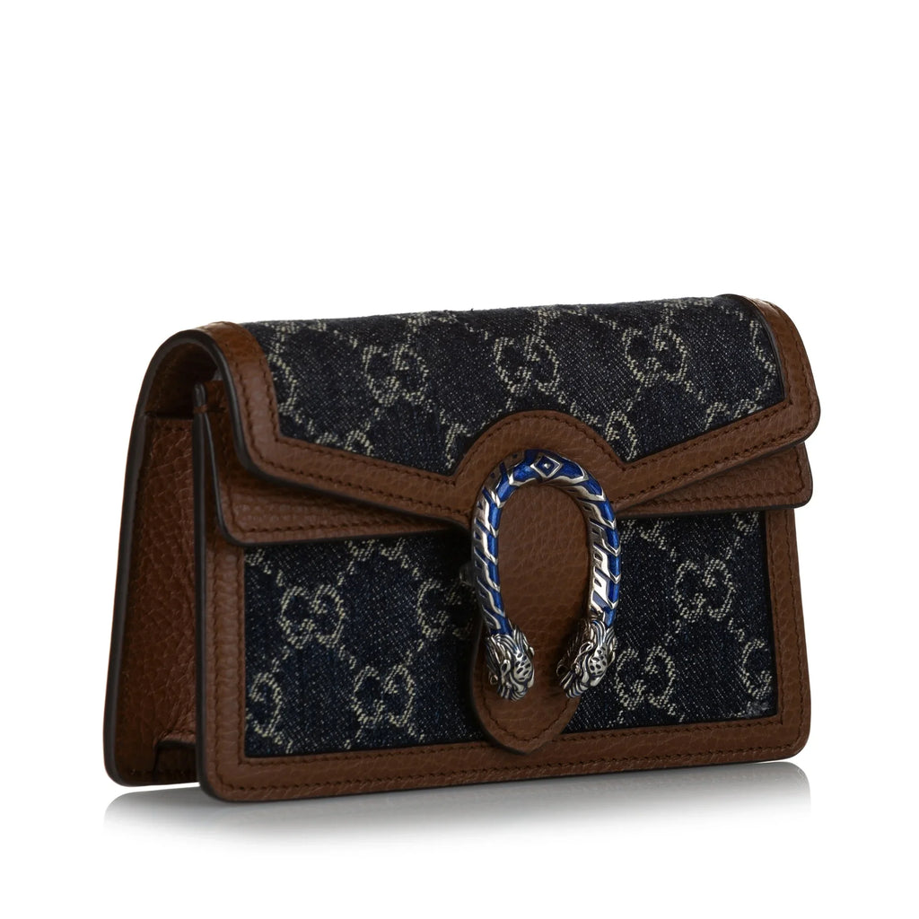 Women Pre-Owned Authenticated Gucci Super Mini GG Dionysus Crossbody Bag Denim Fabric Blue