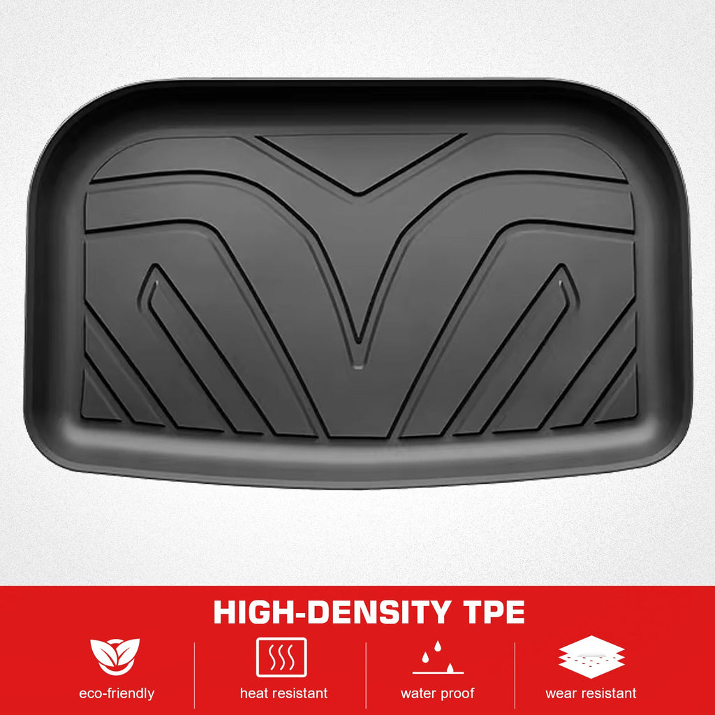 Ikon Motorsports 3D TPE Floor Mats + Trunk Mat Fitting with 2020-2023 Tesla Model Y, All Climate Floor Liners, Front & 2nd Row Full Set Custom Protection Heavy Duty Rear Tray Cargo Mats, Black