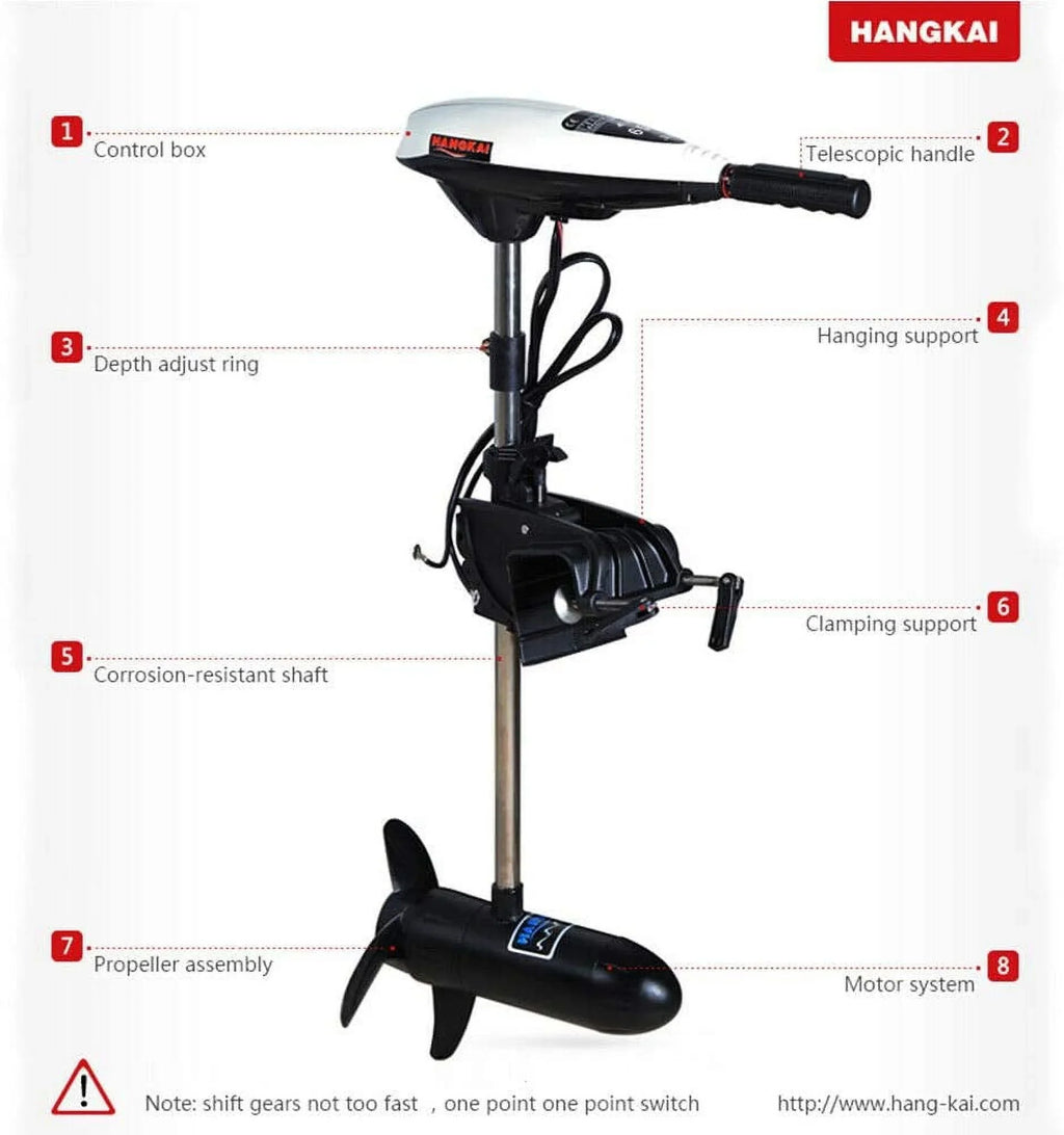 Outboard Motor Watercraft Engine 12V 65lb Electric Outboard Inflatable Fishing Vessel Brush Motor Engine 660W