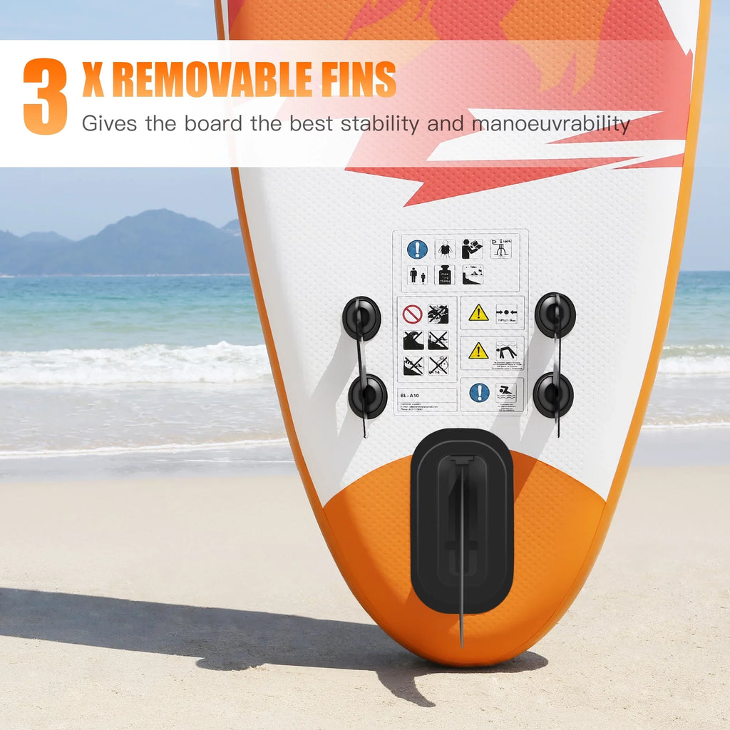 Famistar 10' Inflatable Stand Up Paddle Board (6"Thick) with SUP/ 3 Pins | Wide Stance, Bottom Fin for Paddling, Surf Control, Non-Slip Deck |Youth & Adult Standing Ship