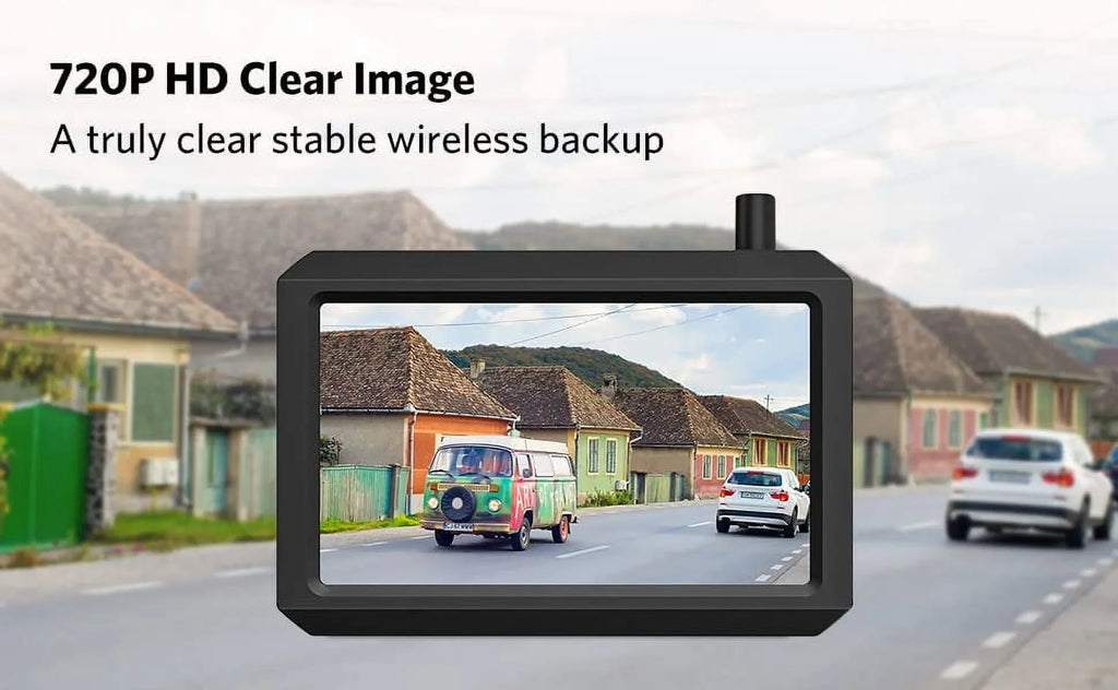 K7 Pro HD Wireless Backup Camera Kit with Dual Camera, 5″ TFT-LCD HD Monitor and Waterproof Rear View Camera for Car, SUV, Van, Mini RV, Pickup