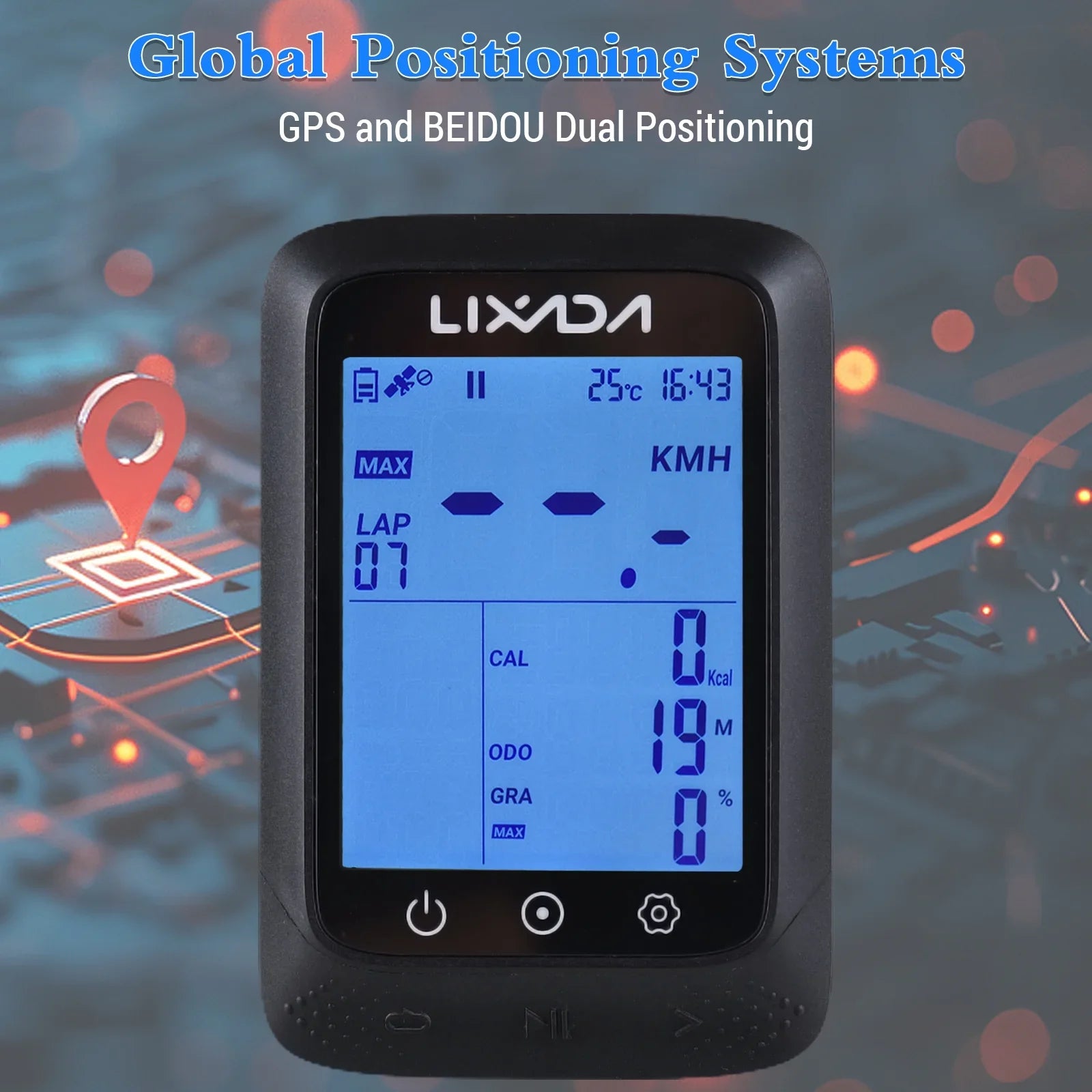 Lixada Bike Computer 2.3in Wireless GPS Waterproof ANT+ Sensor Altitude Gradient Strava Computer