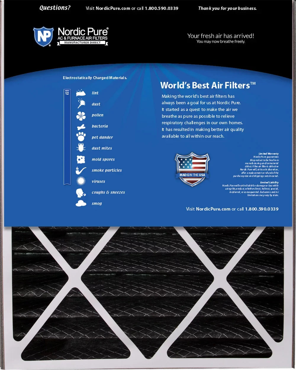 Air Bear 20x25x5 (4 7/8) Air Filter Replacement MERV 12 Pleated +Carbon 4 Pack