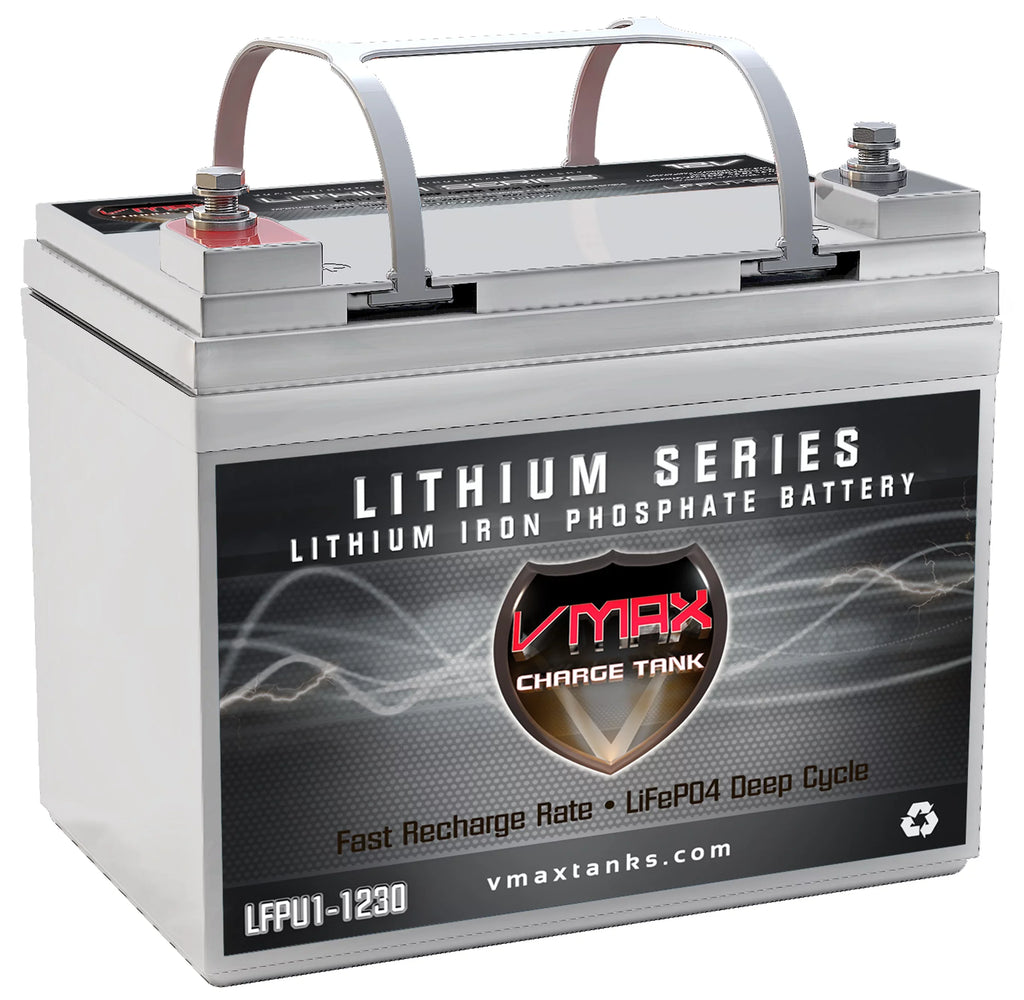 VMAX LFPU1-1230 Group U1 12V Drop-In-Ready Marine Battery 385Wh 30AH Lithium Iron LiFePO4 with built in BMS Lightweight Perfect for Small Watercraft Canoe Kayak Inflatable (8.4LBS)
