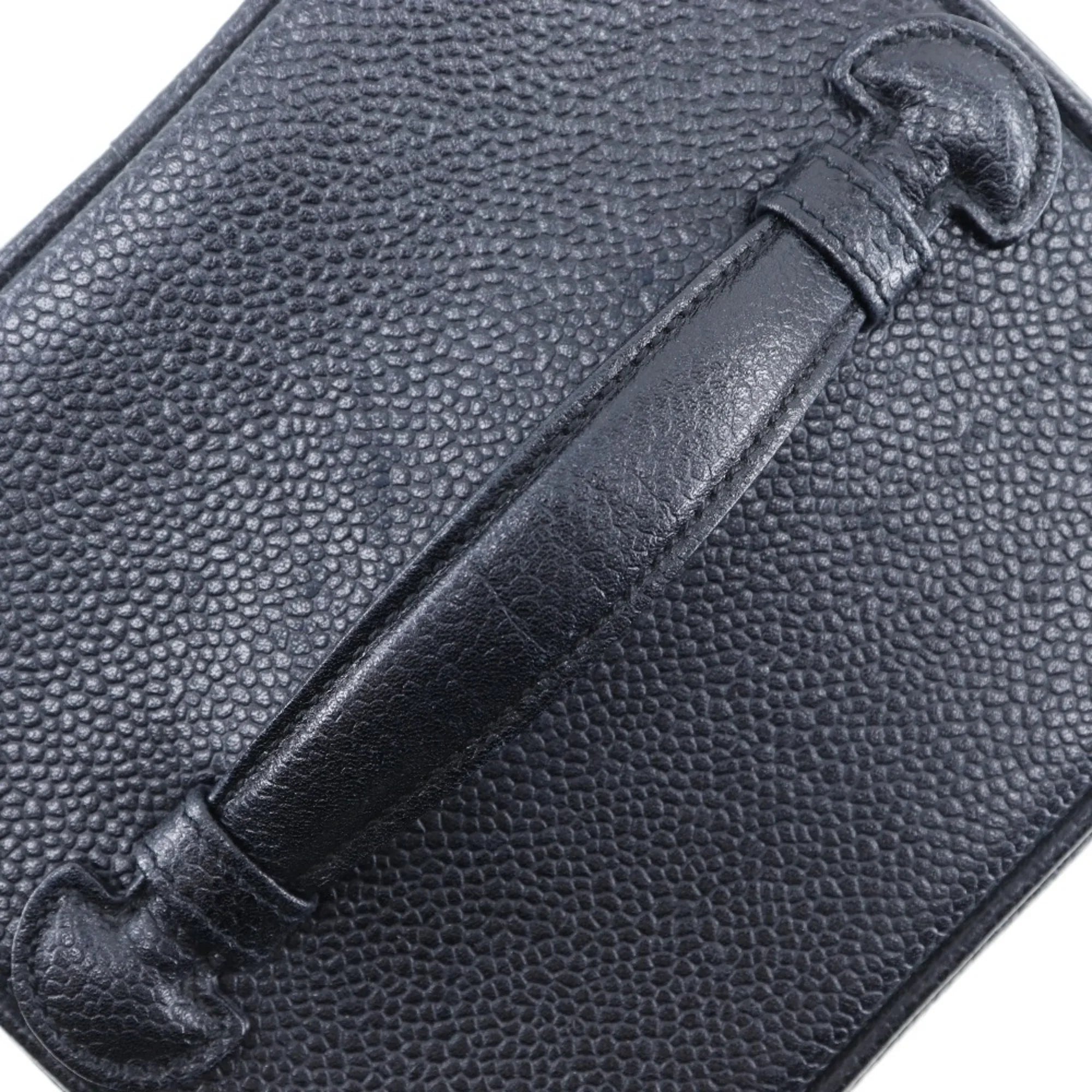 Pre-Owned CHANEL Vanity Handbag Coco Mark Matte Caviar Skin Made in France Black Zipper Ladies (Good)