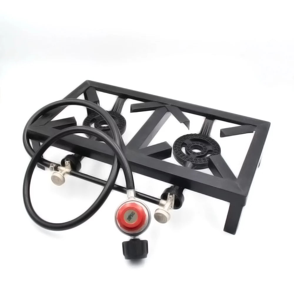 Anself Propane Gas Double Cast Iron Stove for Patio Camping BBQ Cooking (Standard), Resilient and Reliable Furnace for Cooking Needs