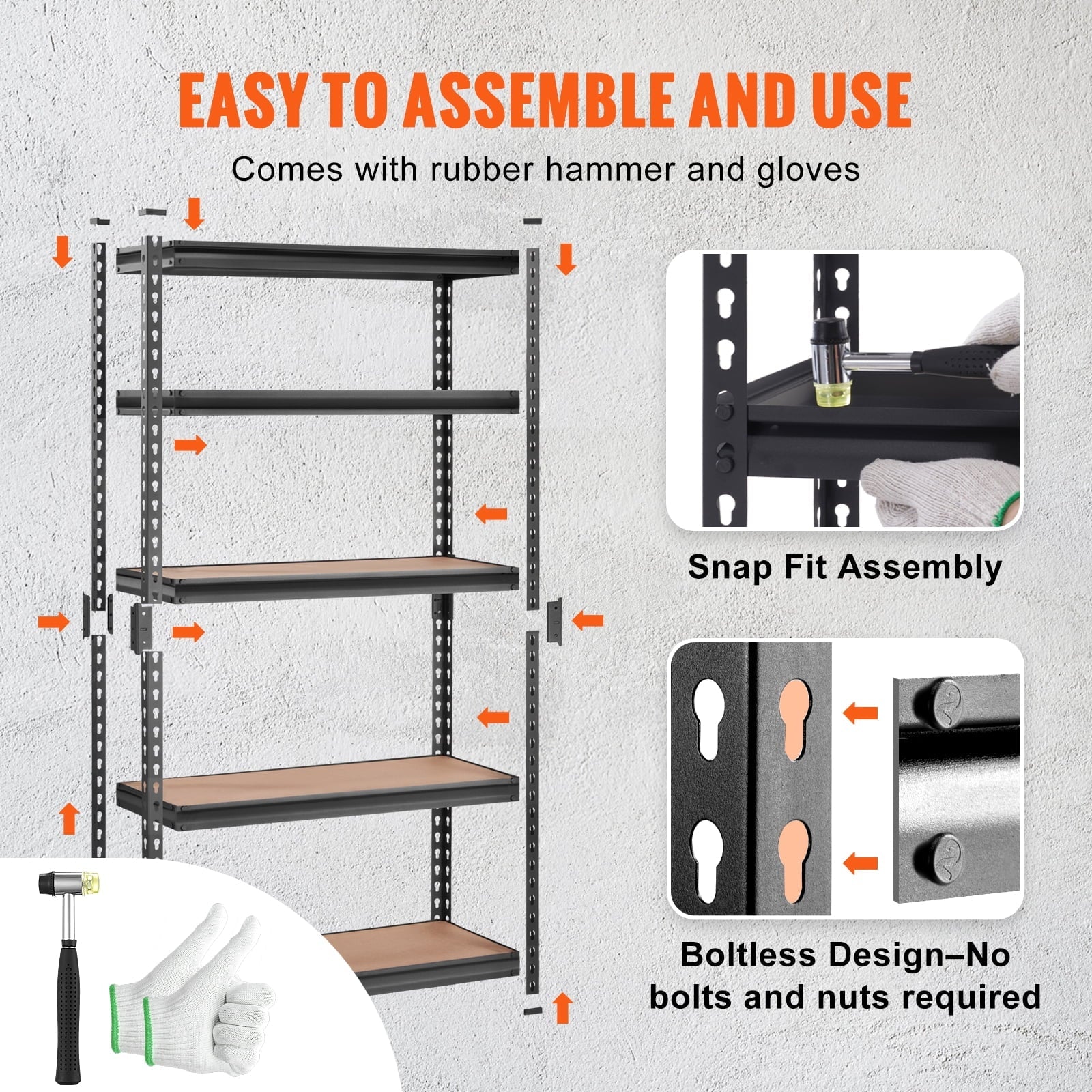 BENTISM 5 Tier Adjustable Heavy Duty Steel Shelving Unit, 12"D x 30"W x 60"H Garage Storage Rack 2000 lbs Load