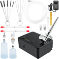 SKYSHALO Airbrush Kit, Portable Airbrush Set with Compressor, Airbrushing System Kit w/ Multi-purpose Dual-action Gravity Feed Airbrushes, Art Nail Cookie Tattoo Makeup