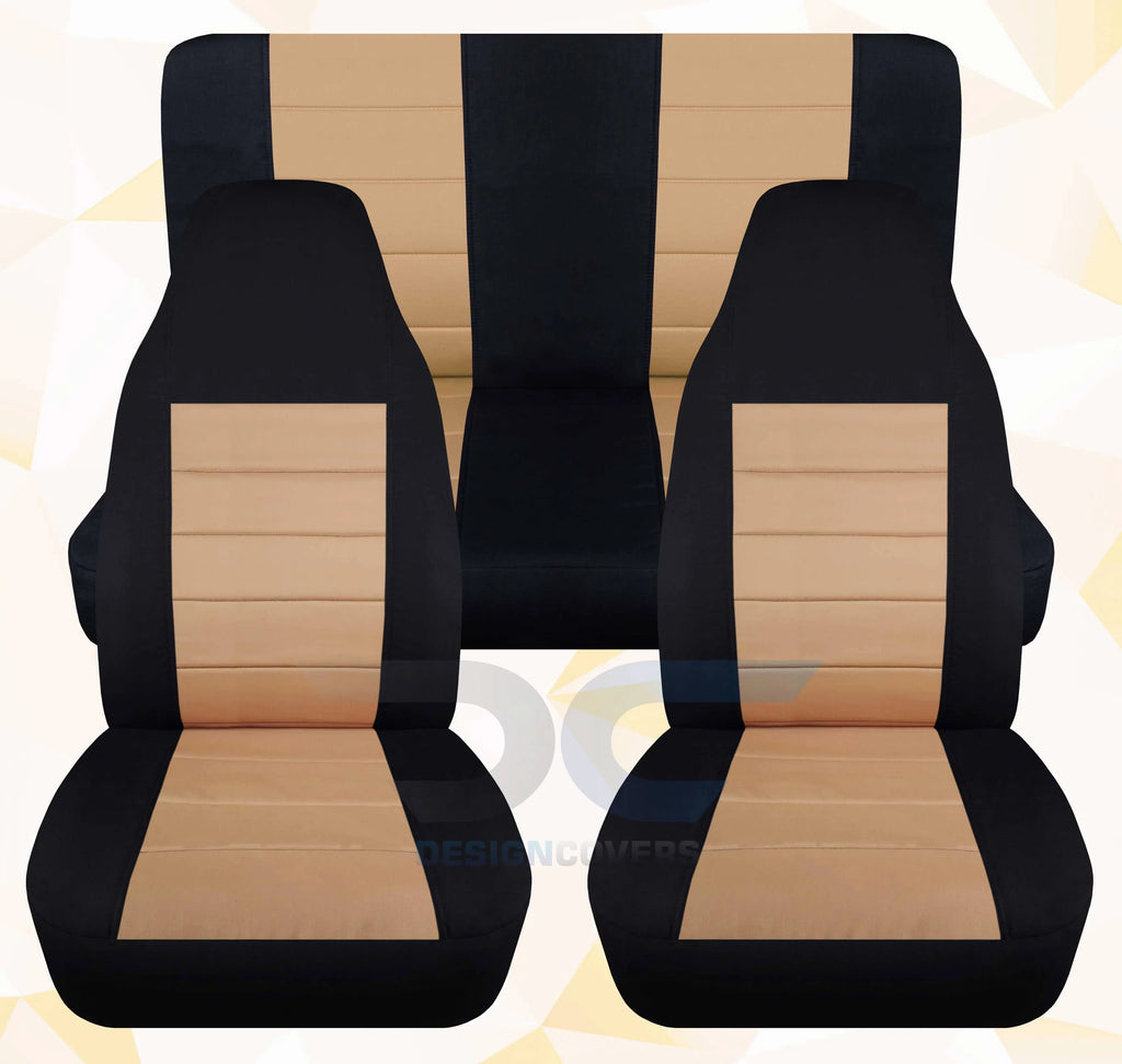 Wrap Suitable with 2003-2006 Jeep Wrangler LJ Two Tone Seat Protection and Tan - Full Set Front&Rear