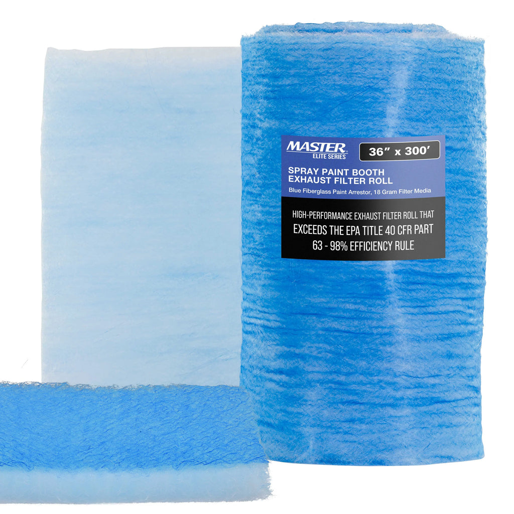 Master Elite Premium Paint Spray Booth Exhaust Filter Roll, 36" x 300' - 18 Gram Heavy-Duty Fiberglass Paint Arrestor - Captures Traps Overspray Paint Particles in Auto Autobody Refinish Booths