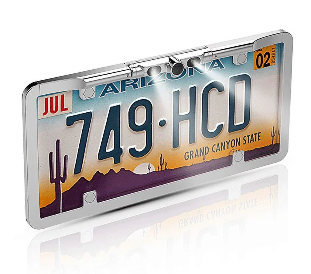 BOYO VTL275HDL - Ultra Slim Full-Frame License Plate HD Backup Camera with Multiple Viewing Modes and LED Lights (Chrome)