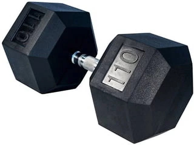 French Fitness Rubber Coated Hex Dumbbell 110 lbs (New)