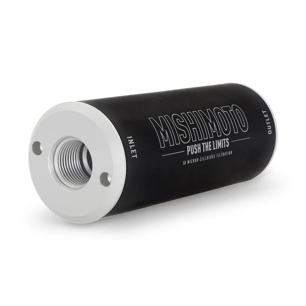 Mishimoto High-Performance -10AN Fuel Filter, Slim, 10-Micron Cellulose Insert