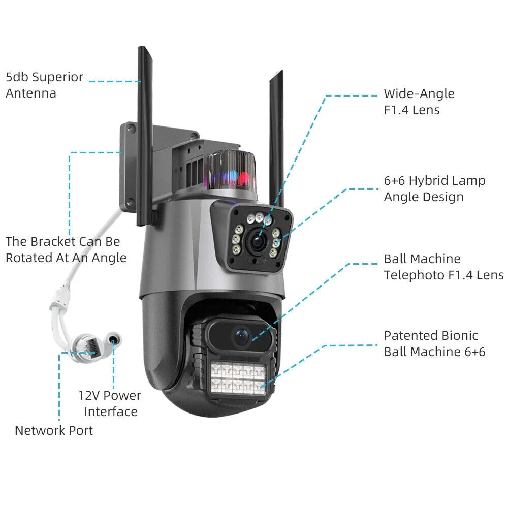 IP66 Outdoor Waterproof Camera Real-time Two-Way Audio Enhanced Dual Antenna TF Card Slot 1080P HD