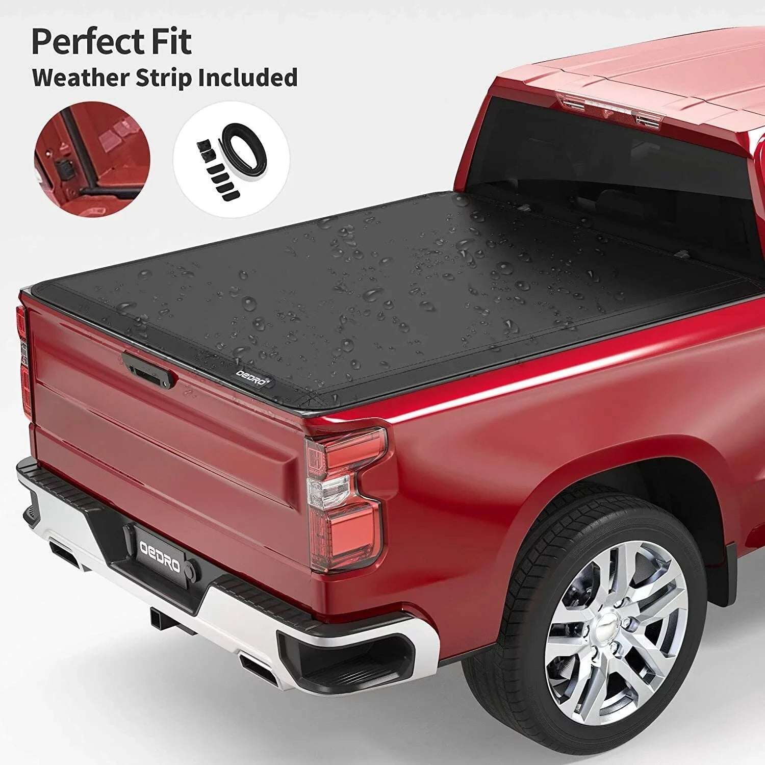Ledkingdomus 5.5ft Soft 4 Fold Truck Bed Tonneau Shield for 14-21 Toyota Tundra w/ Deck Rail System