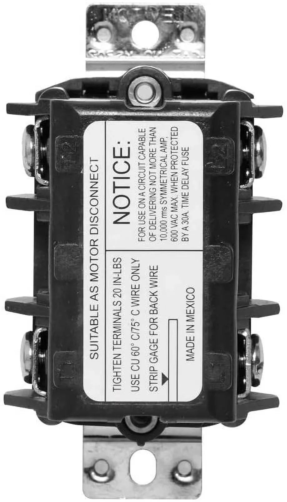 Leviton MS303-DS 30 Amp Three-Pole Motor Starter Switch Only - Black