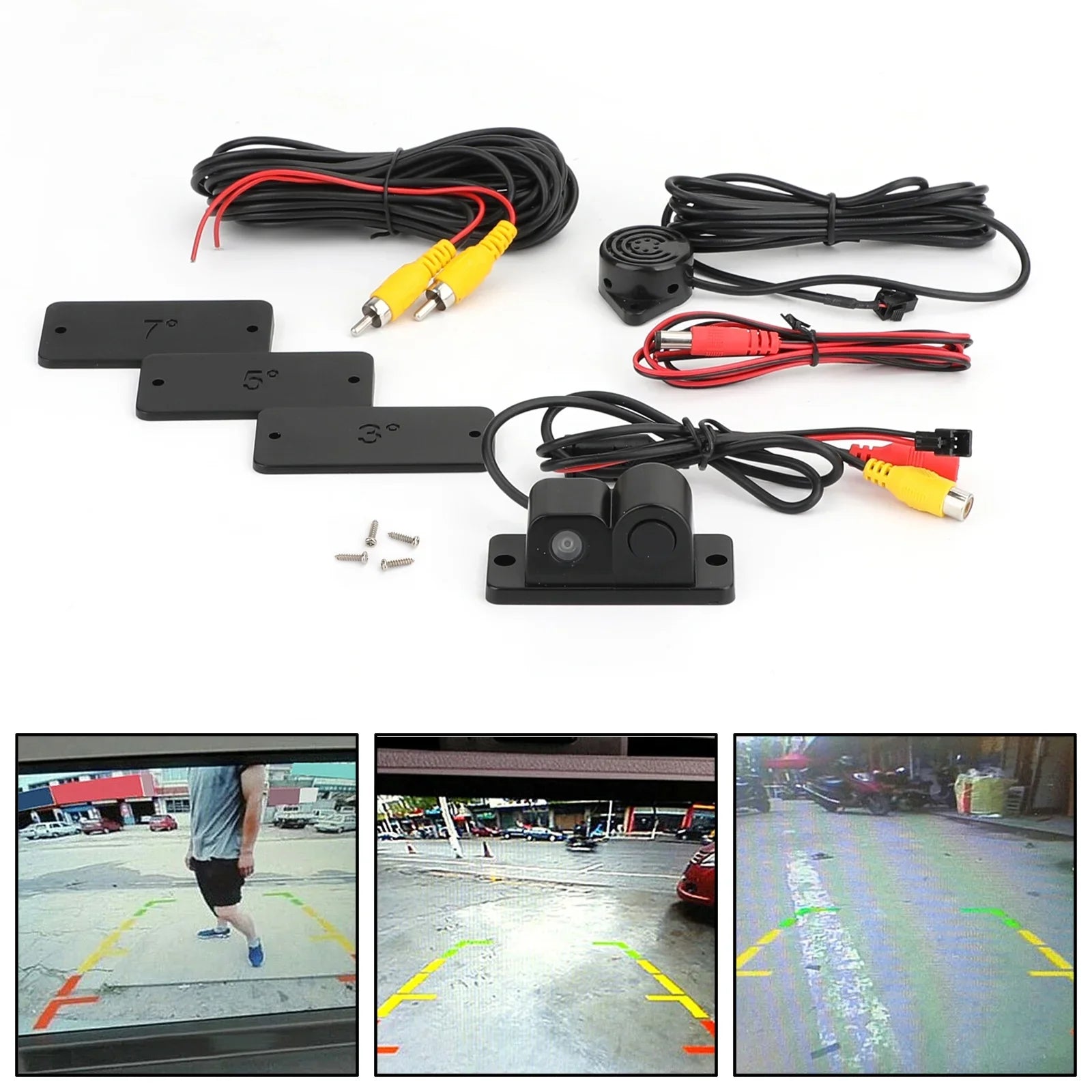 Car Rear View Camera + Sound Alarm + Sensor Radar 3 in 1 Car Park System Kit