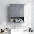 Bathroom Wall Cabinet, Wooden Hanging Storage Cabinet with Doors & Shelves, Multipurpose Storage Cabinet for Bathroom Kitchen Living Room, Wall Mounted Bathroom Medicine Cabinet, Grey