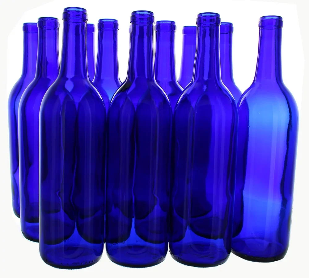 750 ml Cobalt Blue Glass Claret/Bordeaux Bottles, 12 per case For Wine Making