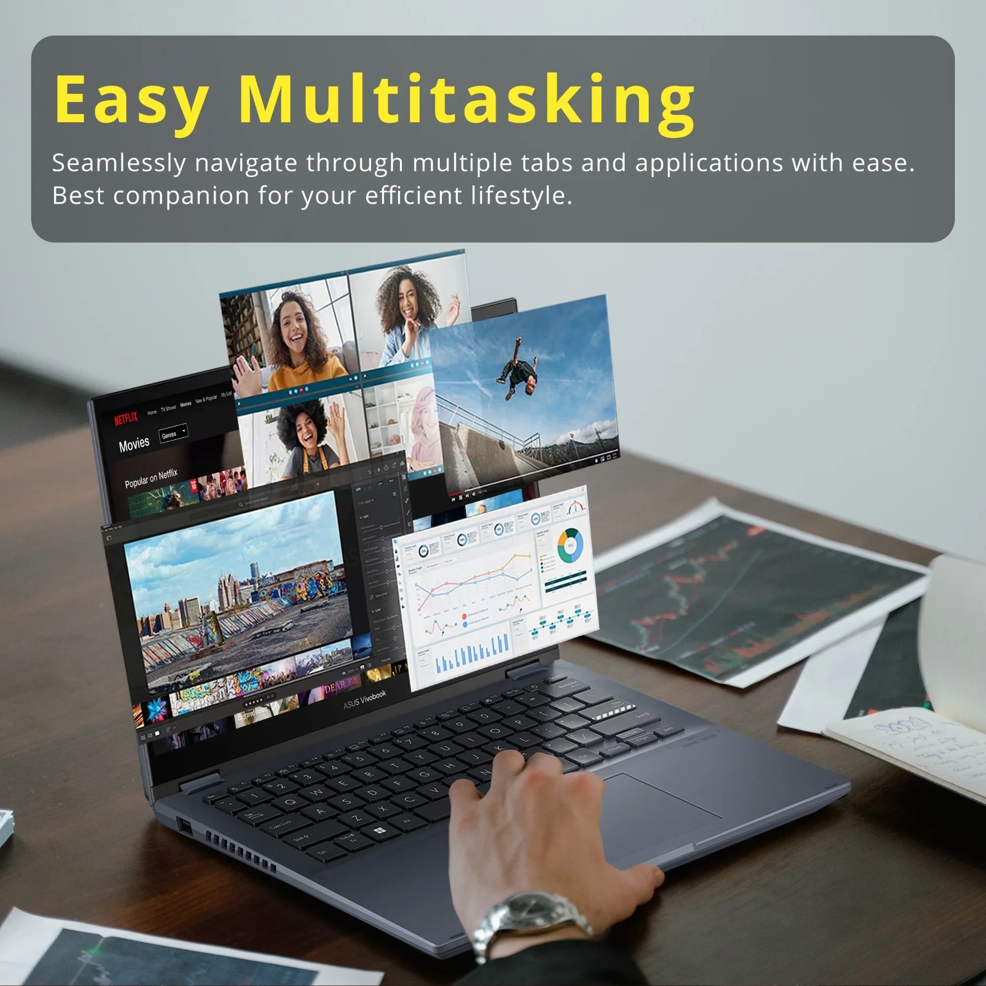 ASUS Vivobook S 14 Flip 14" FHD Touch Display, Core i5-12500H CPU, 8GB DDR4 RAM, 512GB SSD, NumberPad, Thunderbolt 4, Windows 11 Home, Quiet Blue, Hotface 32GB USB Card