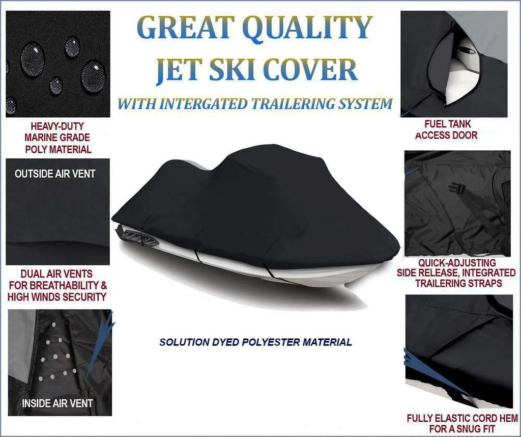 BLACK 600 DENIER JetSki Wrap Suitable for Sea Doo Sea-Doo RXP - X 260 2012 2013 2014 2015 Jet Ski Watercraft Protection