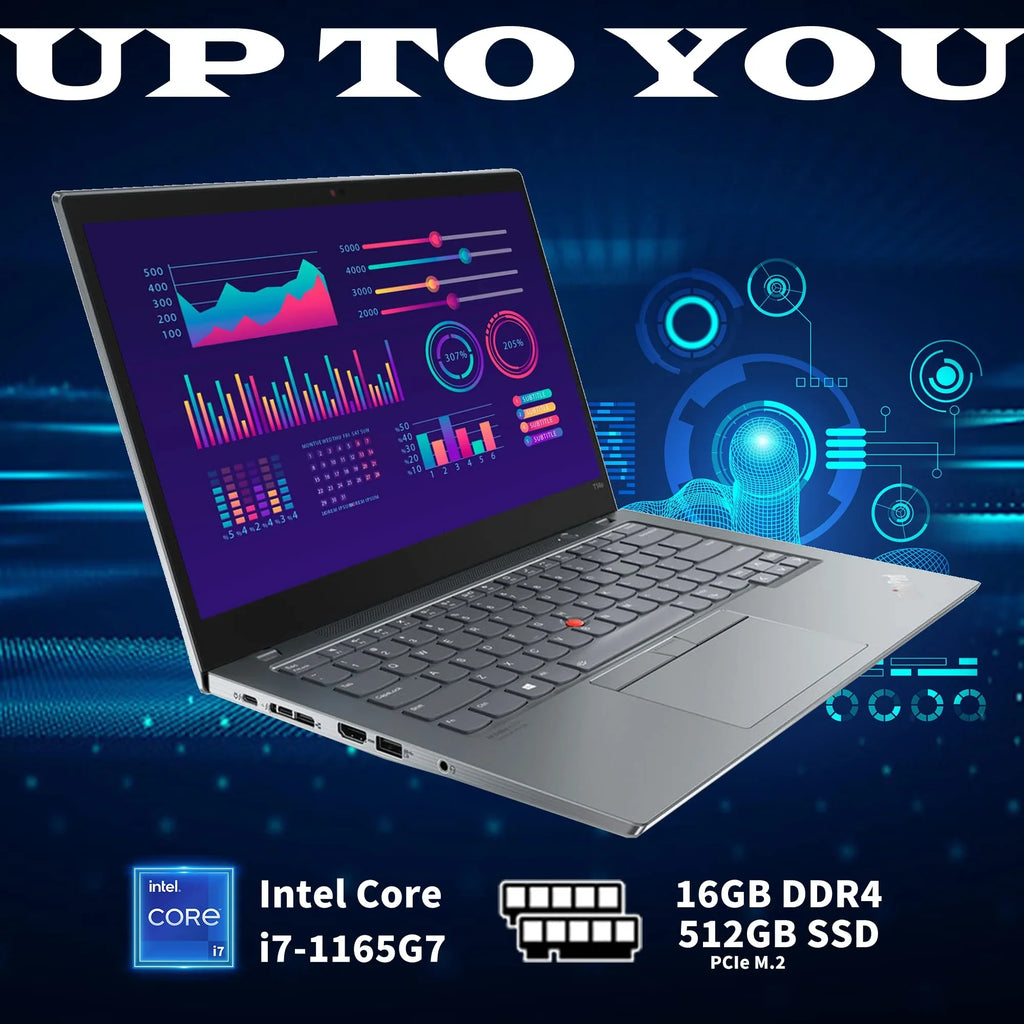 Lenovo ThinkPad T14s Gen 2 14" FHD Touchscreen Laptop, 11th Gen i7-1165G7, 16GB RAM, 512GB PCIe SSD, Backlit Keyboard, WiFi 6, HDMI, Storm Gray, Win 10 Pro, 32GB Hotface USB Card