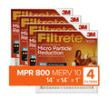 Filtrete 14x14x1 Air Filter, MPR 800 MERV 10, Micro Particle Reduction, 4 Filters