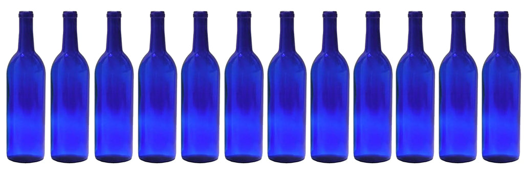 750 ml Cobalt Blue Glass Claret/Bordeaux Bottles, 12 per case For Wine Making