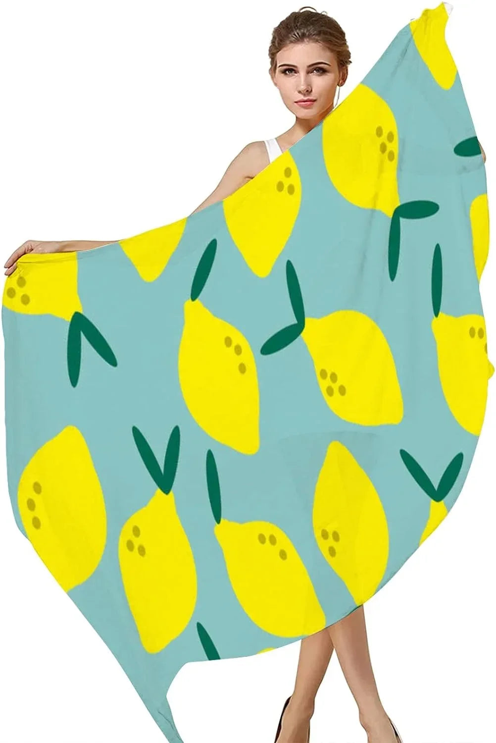 Hyjoy Simple Lemon Pattern Long Silk Neck Scarf Lightweight Shawl Wrap Scarves for Women Girls