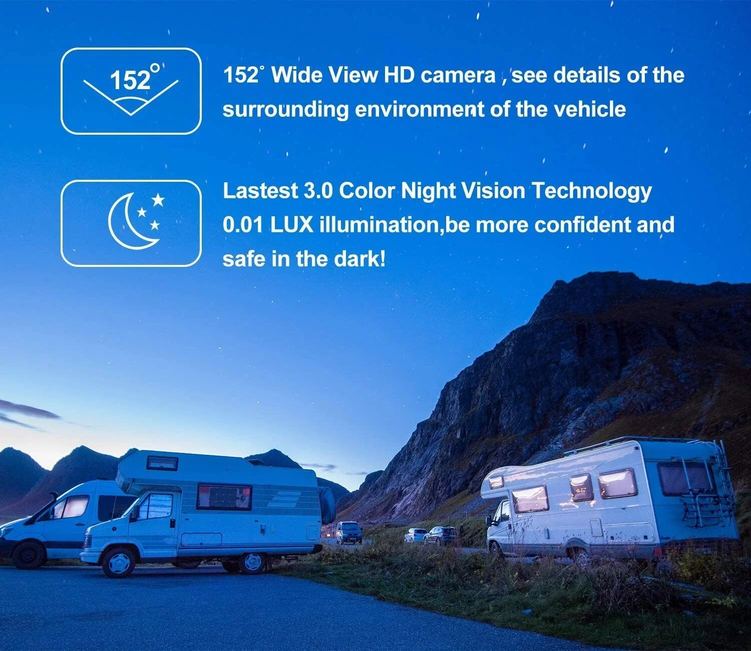 Xroose Wireless Backup Camera Car Rear View Parking System HD 1080P 7" Monitor 3.0 Night Vision for RV Camper Motohome Tralier Truck Van FW04