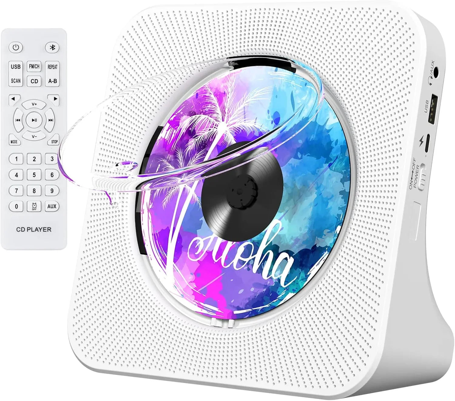 Gueray Portable CD Player with Bluetooth, Desktop CD Music Players for Home Built-in Double HiFi Sound Speakers, Support AUX&USB Headphone Jack, FM Radio Boombox, LCD Screen Display for Kids Gift