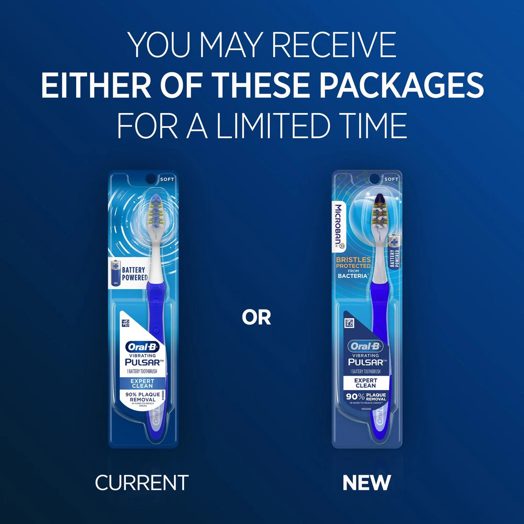 Oral-B Vibrating Pulsar Expert Clean Battery Toothbrush w/ Microban, 1 ct, 3 Pack