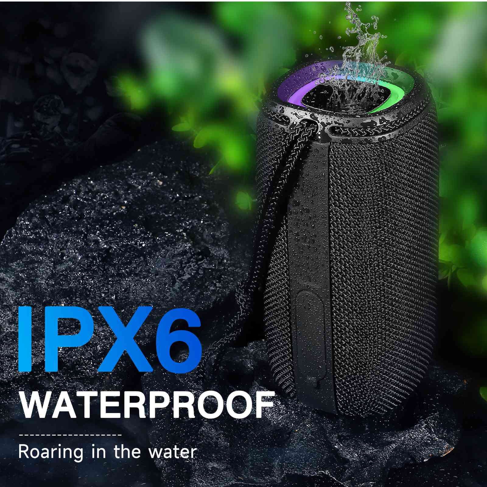 UrbanX X808 Bluetooth Speaker, IPX5 Waterproof Speakers 360° HD Surround Sound with Punchy Bass, True Wireless Pairing, BT5.3, Portable Speaker for LG G7 One - Black