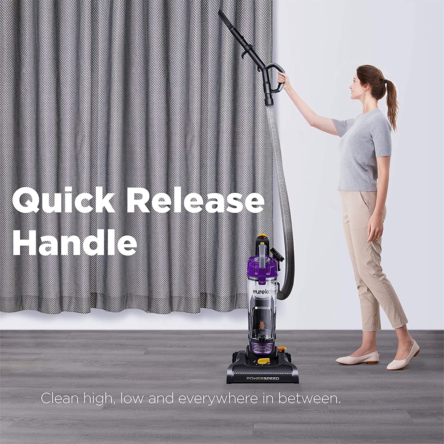 Lightweight Powerful Upright Vacuum Cleaner for Carpet and Hard Floor, Pet Turbo, Black,Yellow
