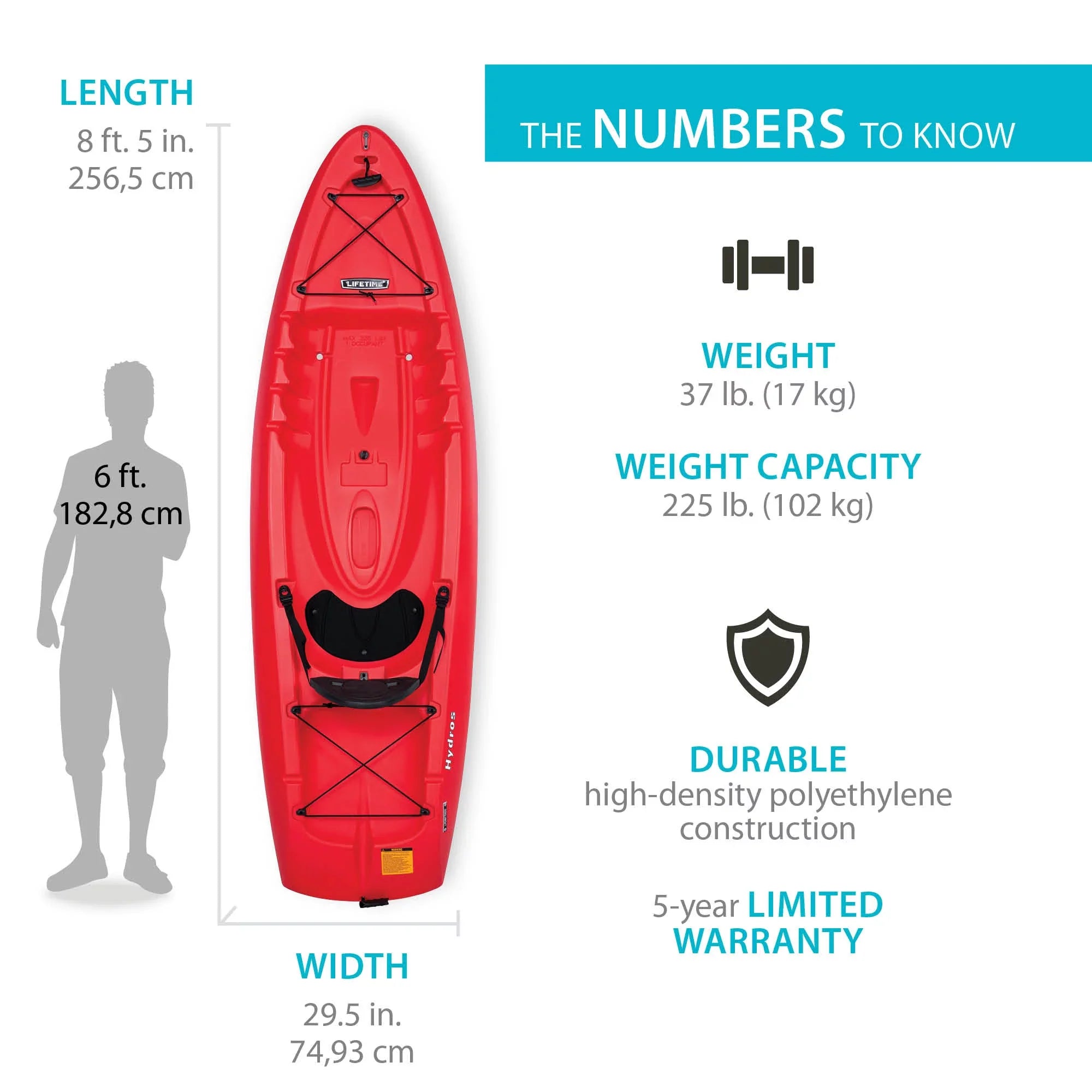 Lifetime Hydros 101 Kayak, Fire Red (91234)