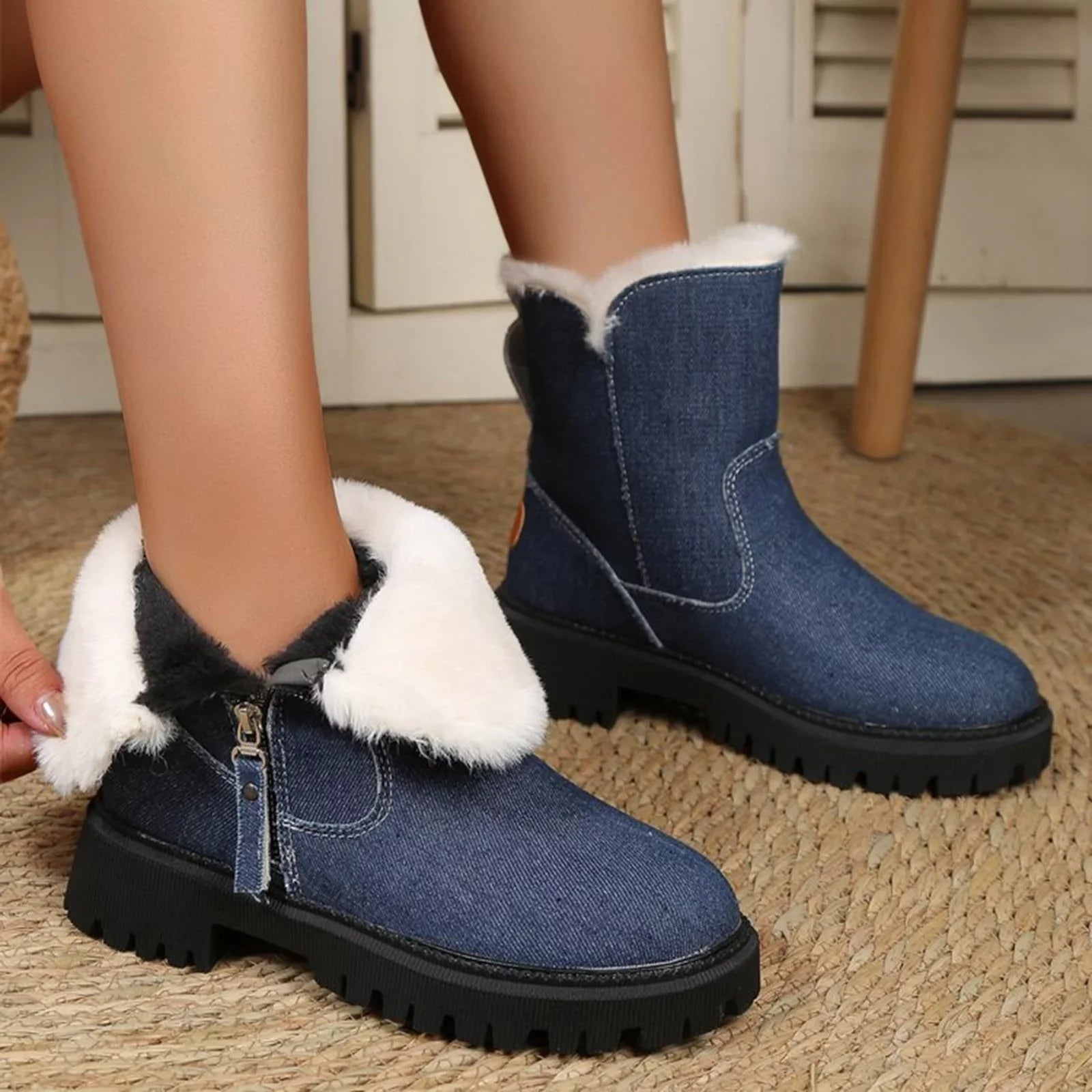 Snow Boots for Women Shoes Winter Ankle Booties Snow Boots For Women In Winter New Mid Length Plush And Thick Insulation Cotton Shoes Leather And Integrated Winter