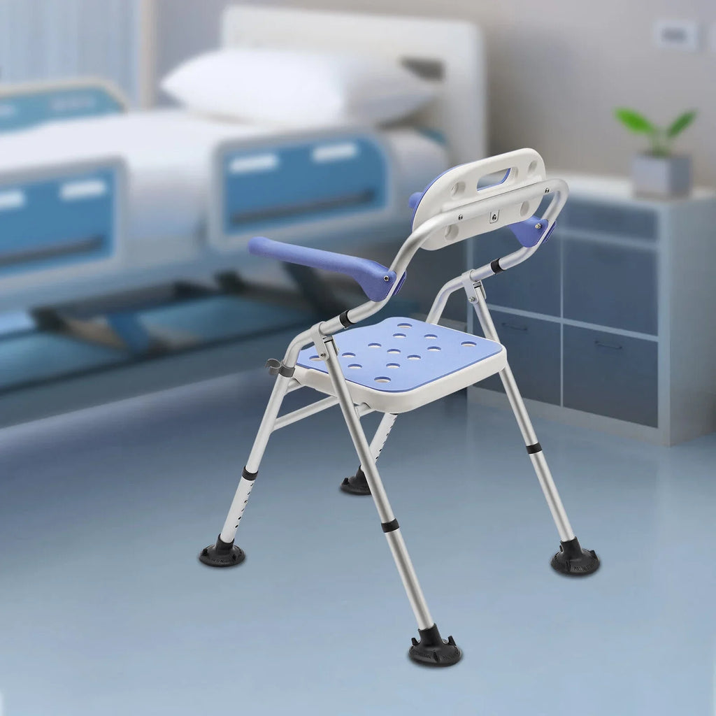 330lbs Folding Shower Chair Bench Bath Seats with Back & Arms Height Adjustable New