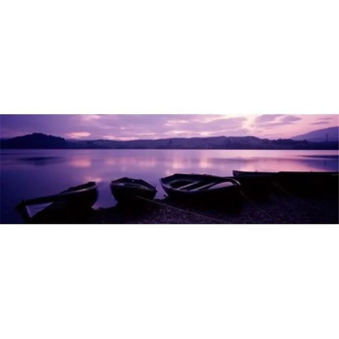 Sunset Fishing Ship Loch Awe Scotland Poster Print by - 36 x 12