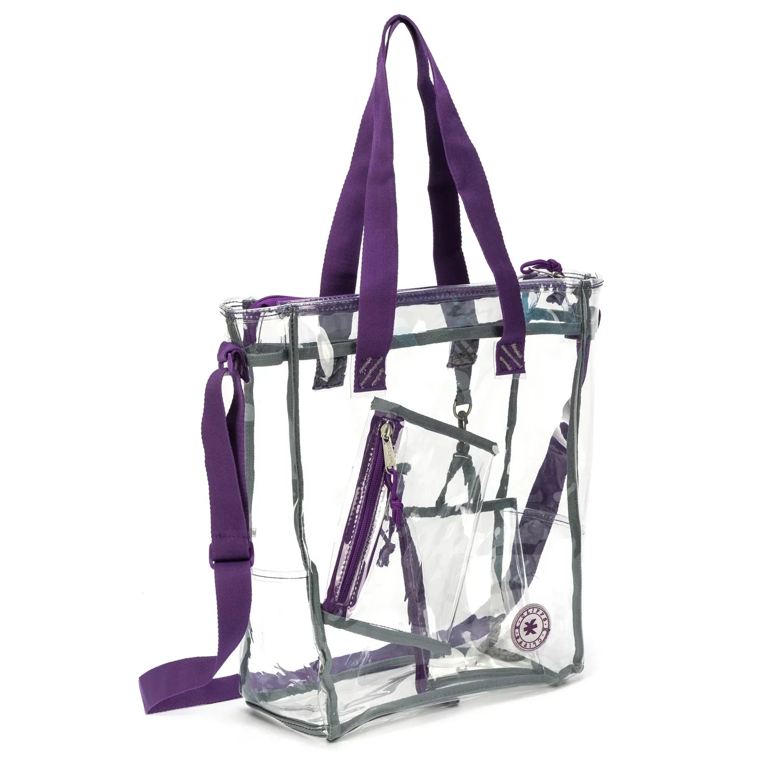 K-Cliffs Heavy Duty Clear Tote Bag , 0.5Mm Vinyl Bag, Purple, Unisex