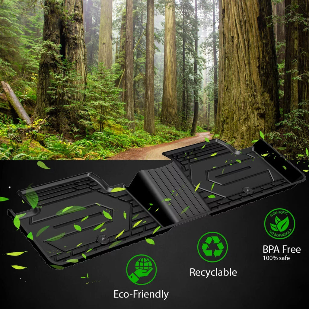 Lasfit Floor Liners for 2013- 2015 Jeep Grand Cherokee （Fit Bench Seating ONLY）,for 2013-2021 Dodge Durango (Fit Bench Seating on 2nd Row only),All Condition Fit TPE Floor Mats Set