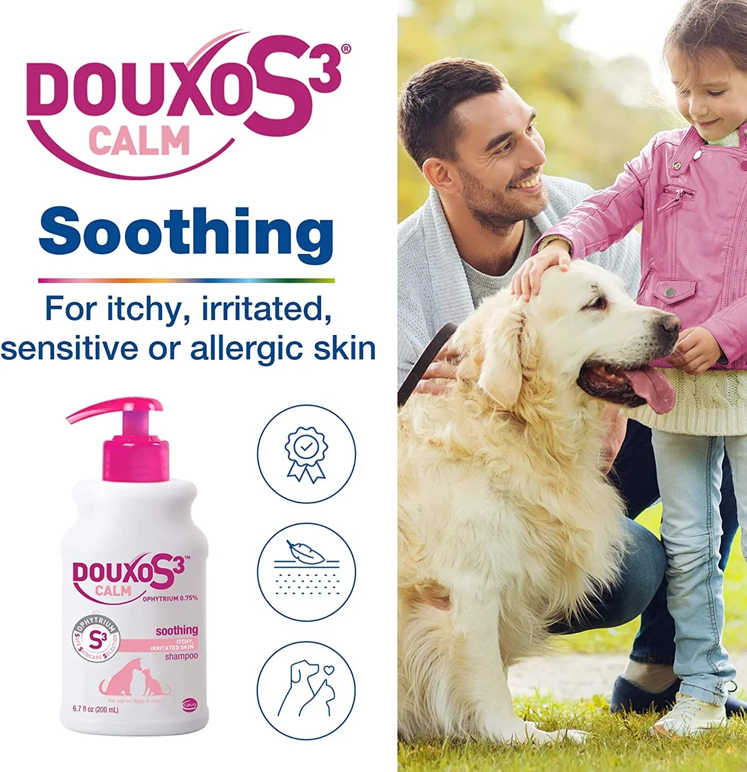 Douxo S3 Calm Shampoo 6.7 oz (200 mL) - For Dogs and Cats with Allergic, Itchy Skin