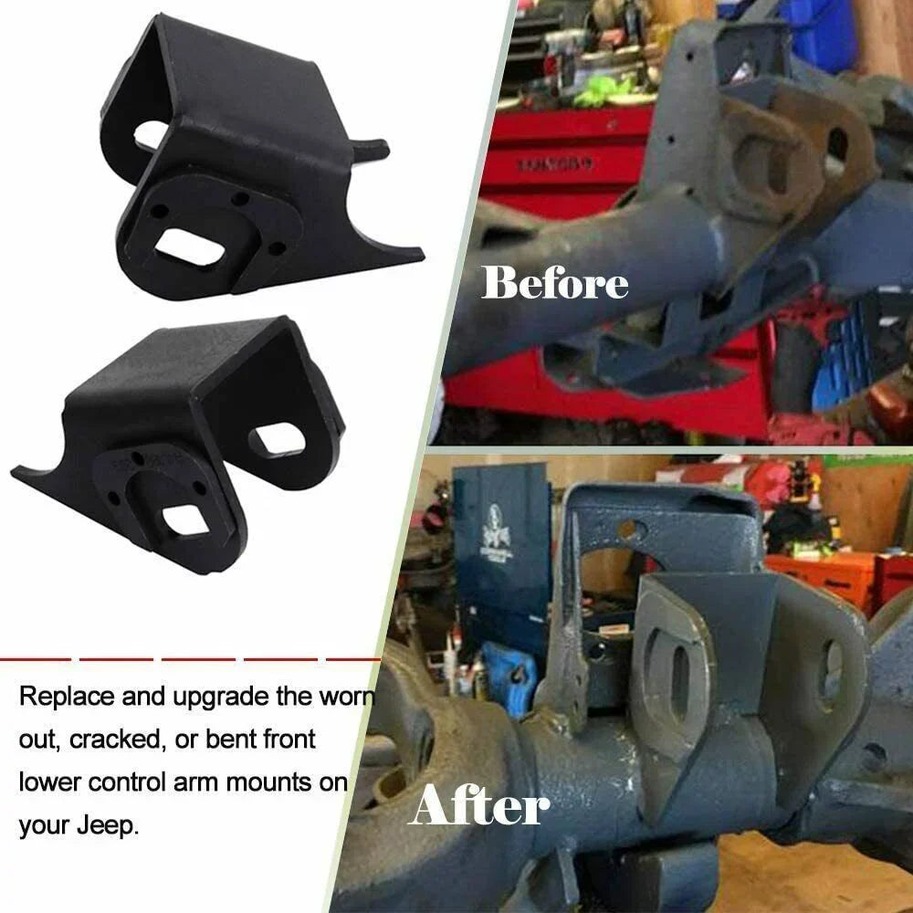 ELITEWILL 2x Front Lower Control Arm Brackets Axle Side Mount Bracket For Jeep TJ XJ ZJ MJ