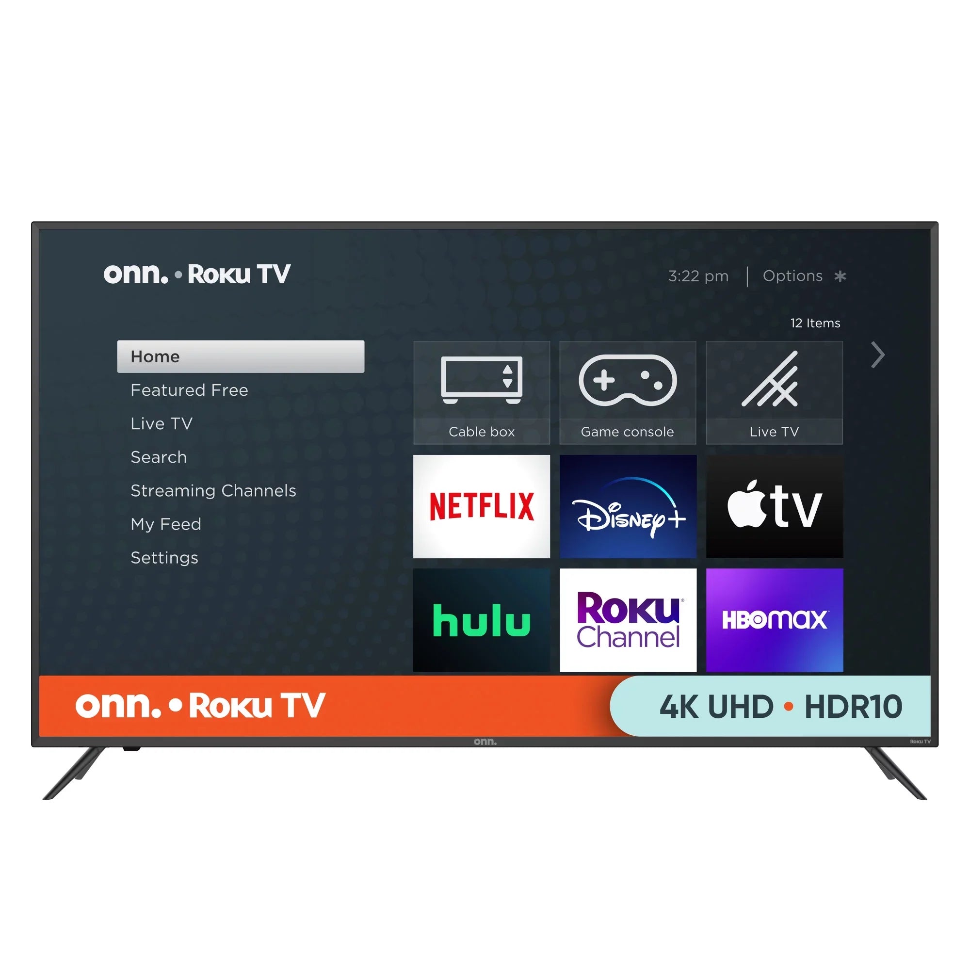 onn. 58” Class 4K UHD (2160P) LED Roku Smart TV HDR (100069454)
