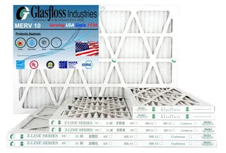 Glasfloss 10x20x1 - MERV 10 -Qty:6 - Furnace Air Filter - Made in USA (Actual Size: 9.5 x 19.5x7/8 inch)