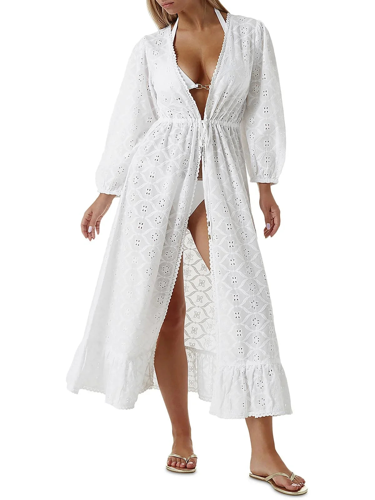 Melissa Odabash Womens Embroidered Long Protection