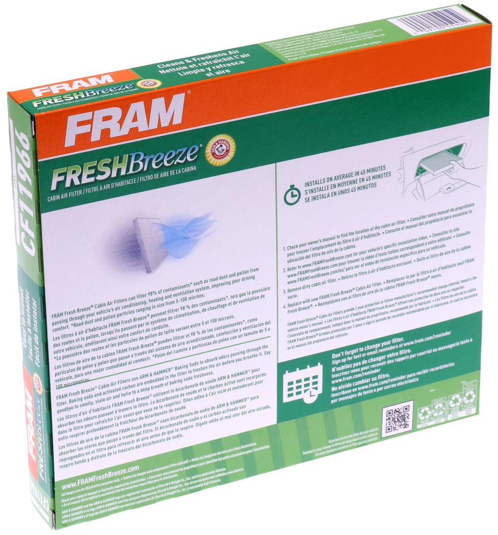 FRAM Fresh Breeze CF11966 Cabin Air Filter for Select Buick, Cadillac, Chevrolet and GMC Vehicles with Arm and Hammer Baking Soda Fits select: 2018-2024 CHEVROLET EQUINOX