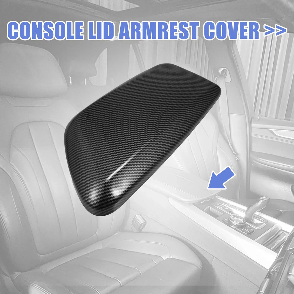 Unique Bargains Car Center Armrest Box Wrap Lid Trim Carbon Fiber Pattern Console Storage Box Protector for BMW F48 F39