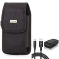 Holster Rugged Case Belt Clip w 6ft USB Cable Type-C Fast Home Charger for Xiaomi Redmi Note 7 10 Pro, Mi 9T - ZTE Blade Z Max X1 5G 10, Axon 10 Pro, 11 Prime 2S