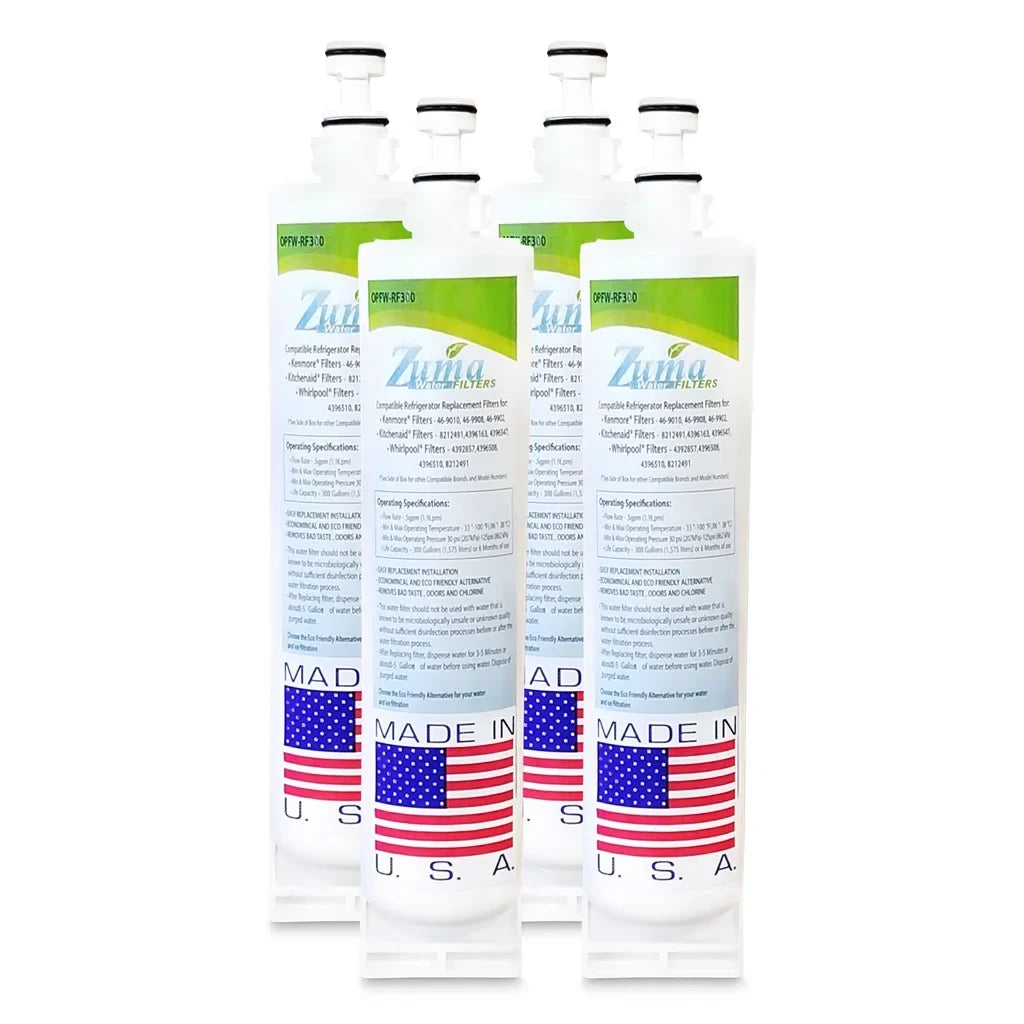 ZUMA Brand , Water and Ice Filter , Model # OPFW-RF300 , Suitable with Whirlpool® 4392857 - 4 Pack - Made in U.S.A.
