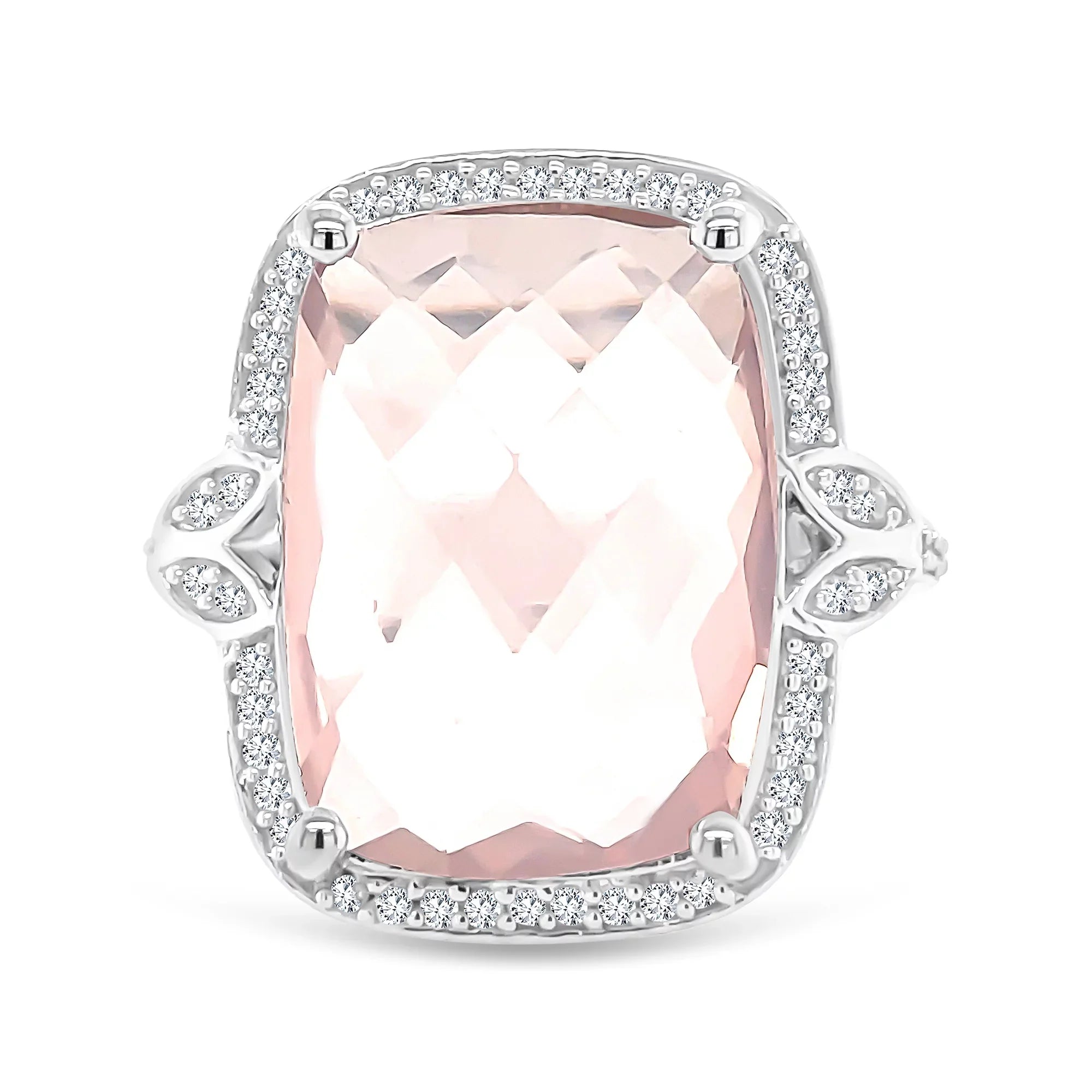 Sterling Silver Rose Quartz Cushion Briolette Ring